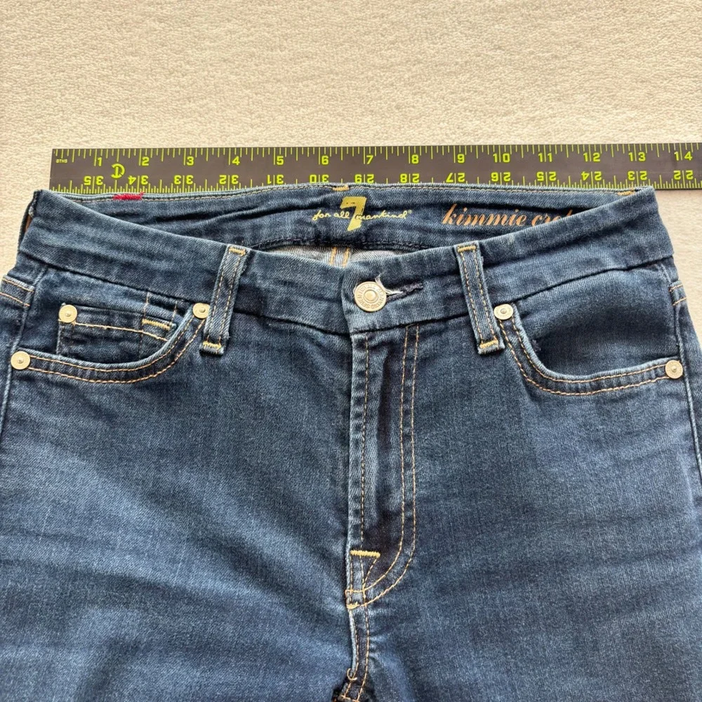 7 For All Mankind Kimmie Crop Jeans Women 27 Dark Wash Excellent Slim Fit‎ Denim